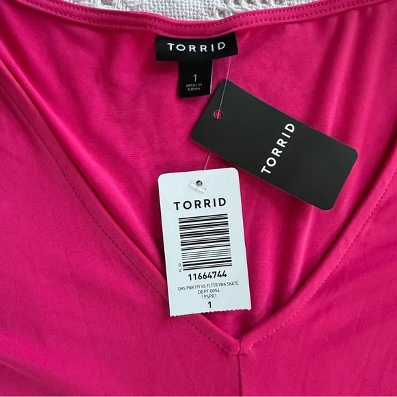 Torrid Womens Midi Skater Dress Plus 1-XL Solid Dark Pink Vacation Resort Barbie - Picture 5 of 9